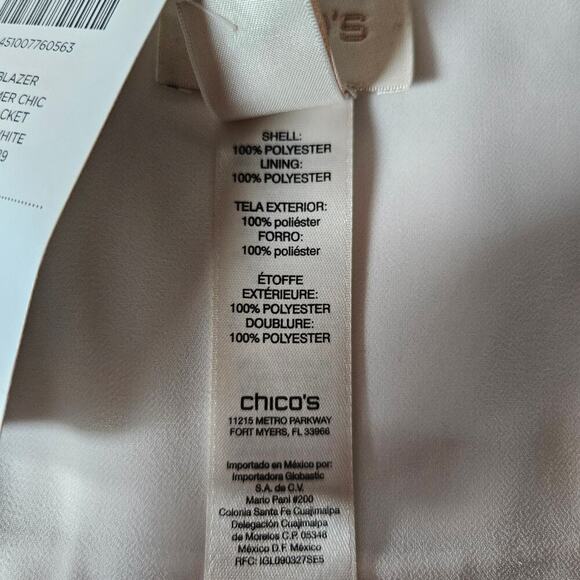 Chicos Womens Blazer 2 White Lightweight Vintage Jacket Clean Girl Classic Fit - Picture 12 of 13